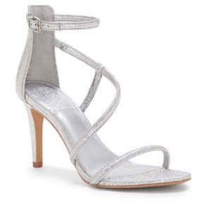 Vince Camuto Careleen Strappy Silver Sandals NEW